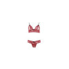 Soutien-gorge, bonnets ouverts, en dentelle rouge et string assorti 